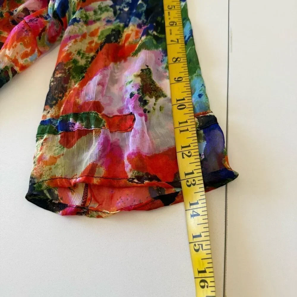 Yuka Beach YB Sheer Watercolor Floral Swimsuit Cover Up Sz L Beach, Swim, Vacay